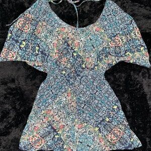 BCBGeneration Surplice Neck Short Flutter Sleeve Pull On Romper XS